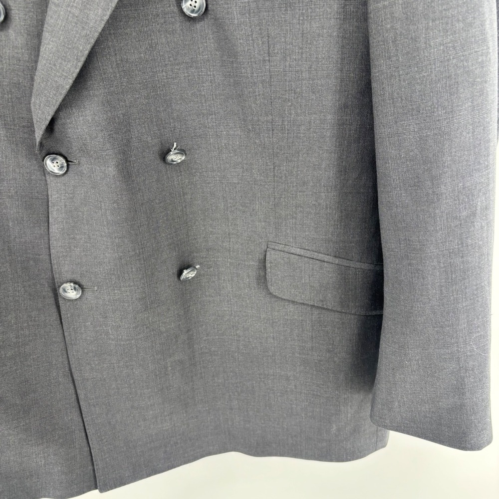 Peter Millar Mens Double Breasted Blazer Charcoal Gray Wool Peak Lapel Jacket - Picture 7 of 16